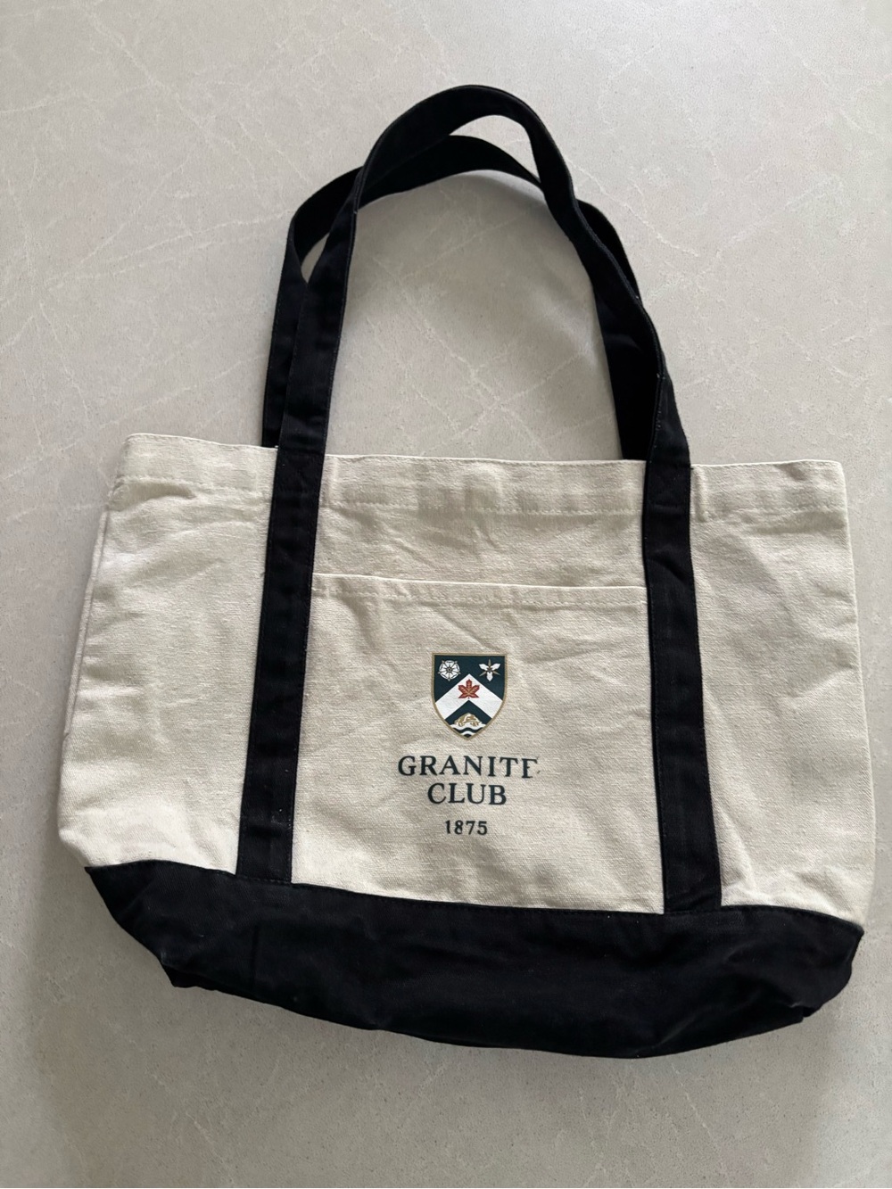 Official Granite Club Toronto Canvas Boat Tote Bag Cream & Black